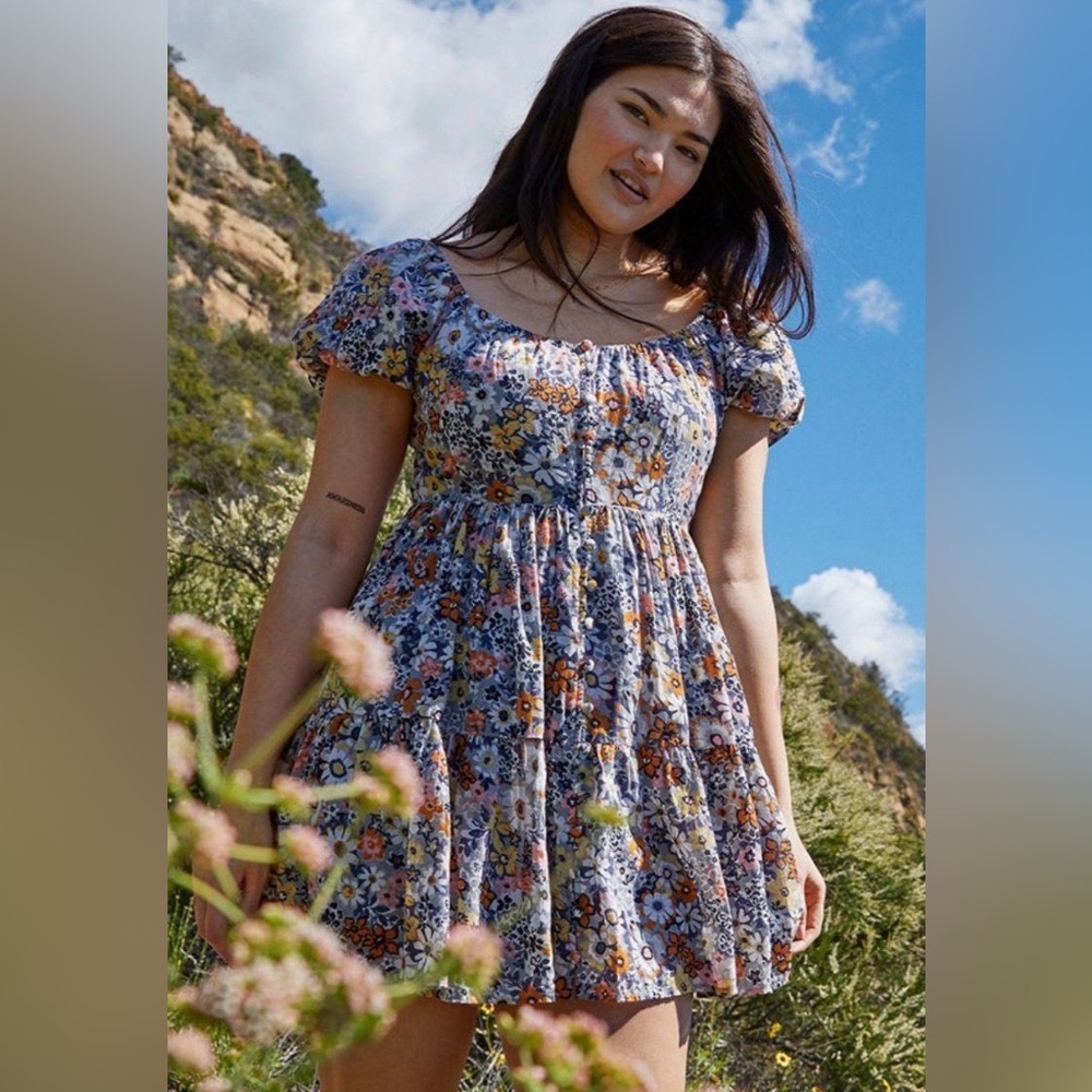 American Eagle Outfitters Floral Button-Front Mini Dress